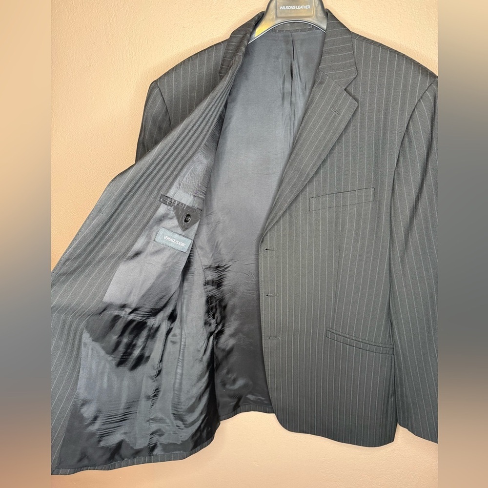 Versace Classic V2 Men's Vintage Pinstripe Wool-blend Blazer Suit Coat Size 58R - Picture 12 of 15